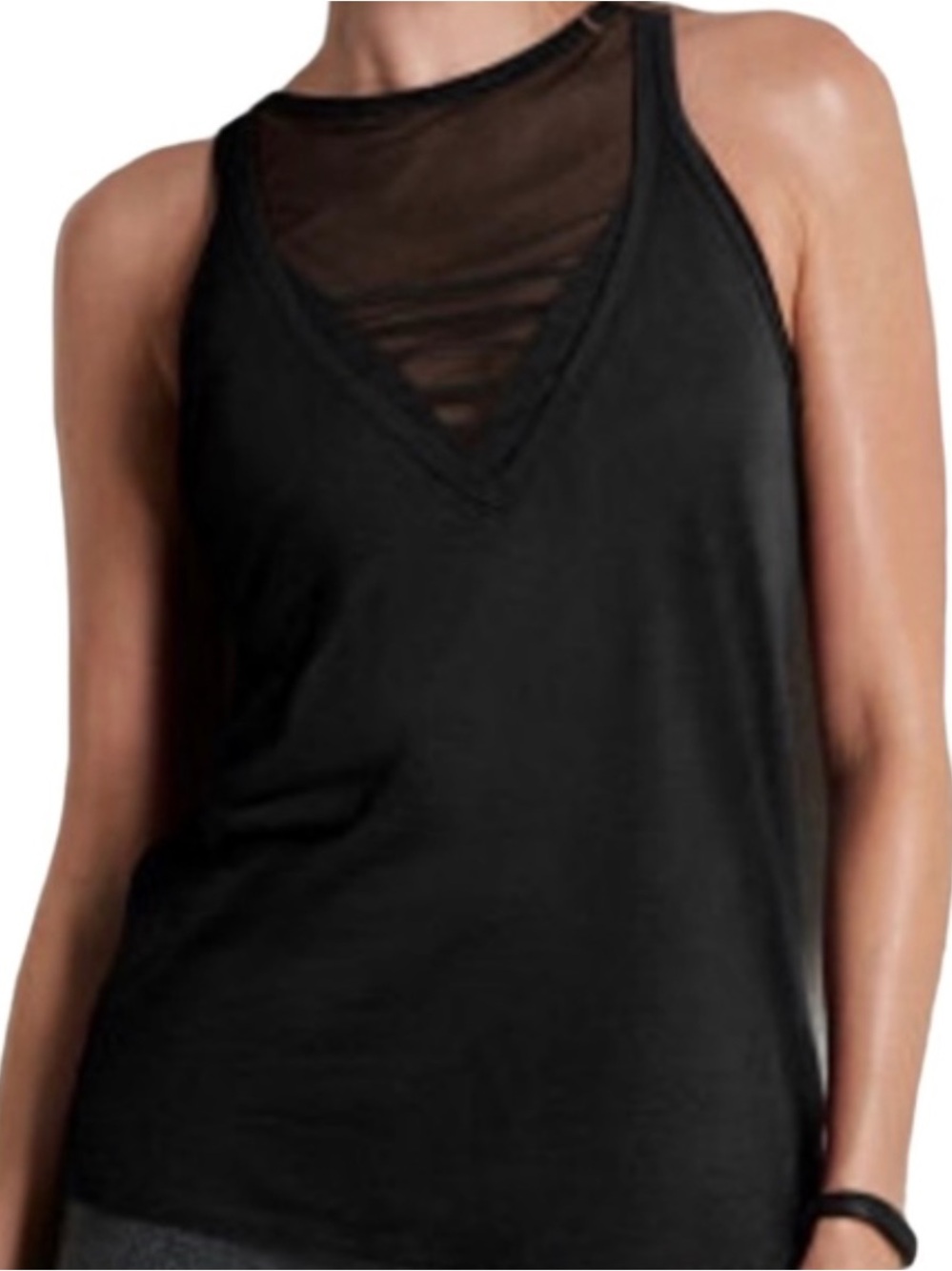 Victoria's Secret Black Mesh V-Inset Tank Top